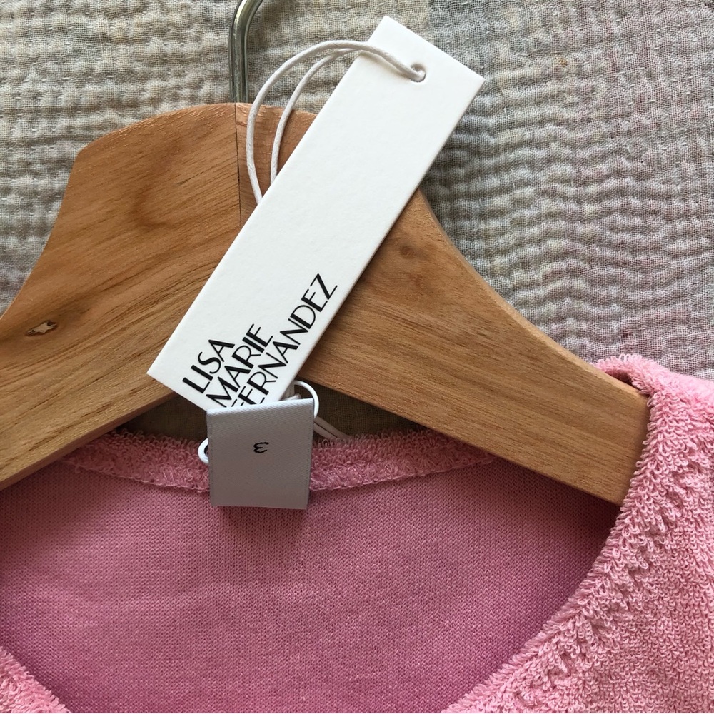 LISA MARIE FERNANDEZ: THE CARDIGAN in PINK TERRY CLOTH - Picture 10 of 10